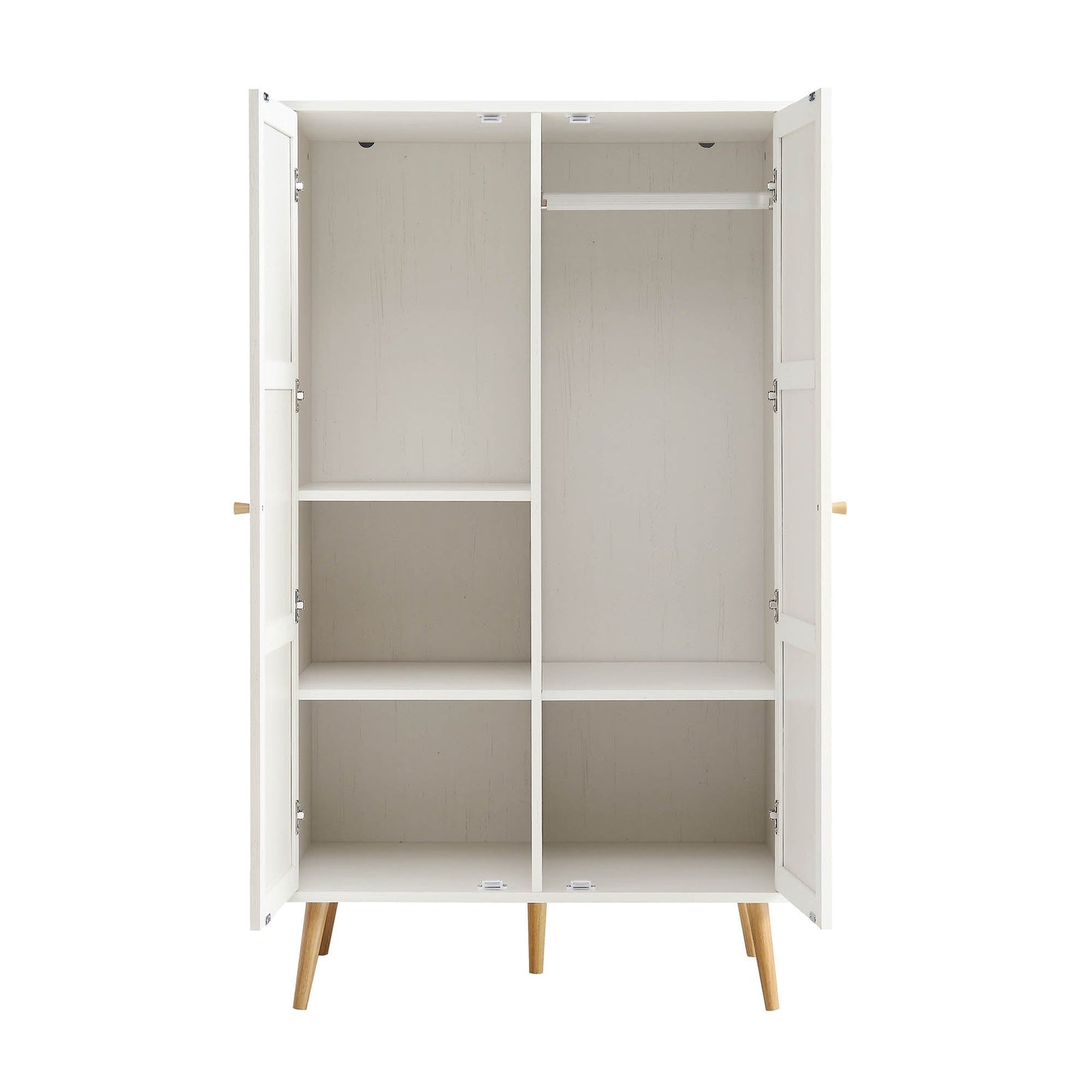 Frances Woven Rattan Compact Double Wardrobe, White