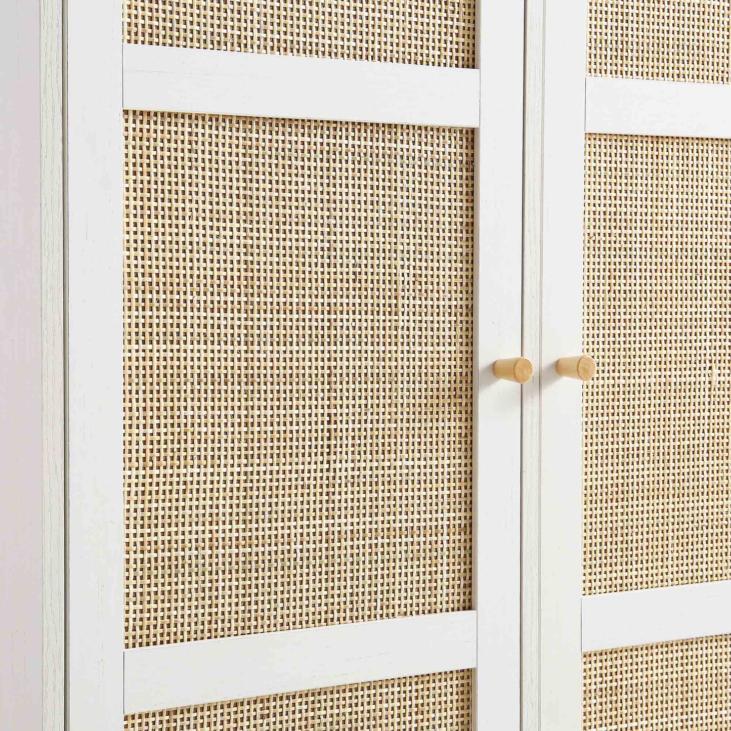 Frances Woven Rattan Compact Double Wardrobe, White