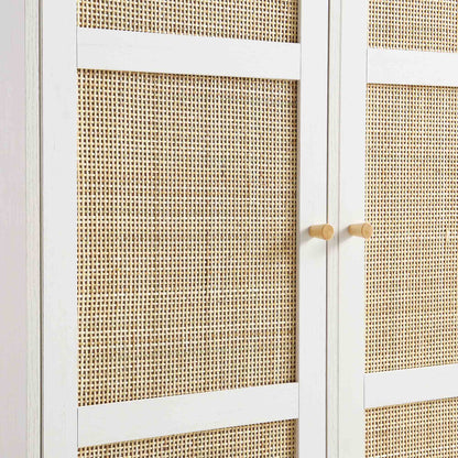 Frances Woven Rattan Compact Double Wardrobe, White