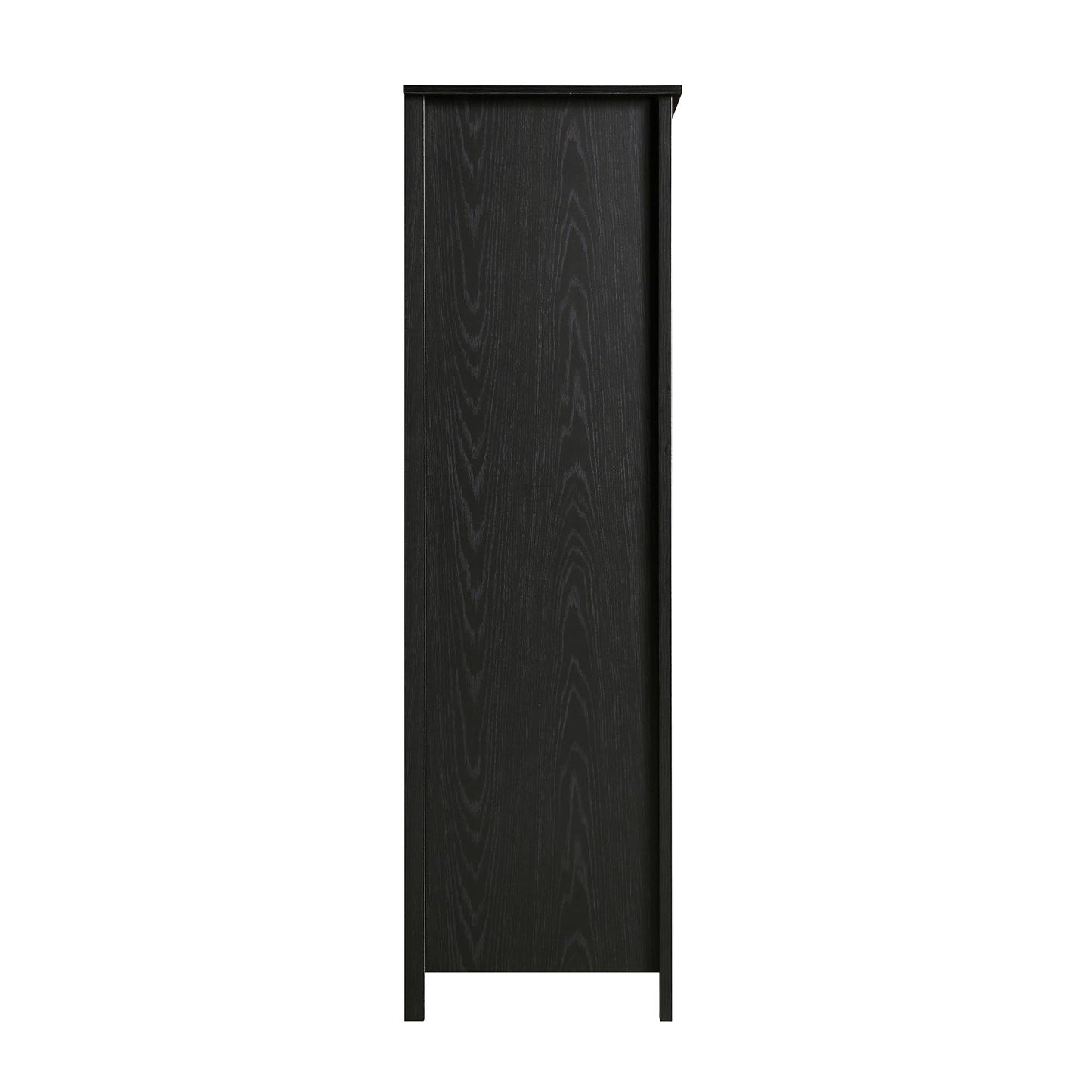 Frances Rattan Triple Wardrobe with 2 Drawers, Black