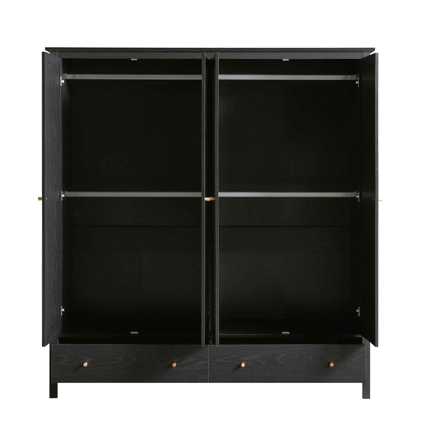 Frances Rattan 4-Door Wardrobe with 2 Drawers, Black