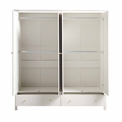 Frances Rattan 4-Door Wardrobe with 2 Drawers, White