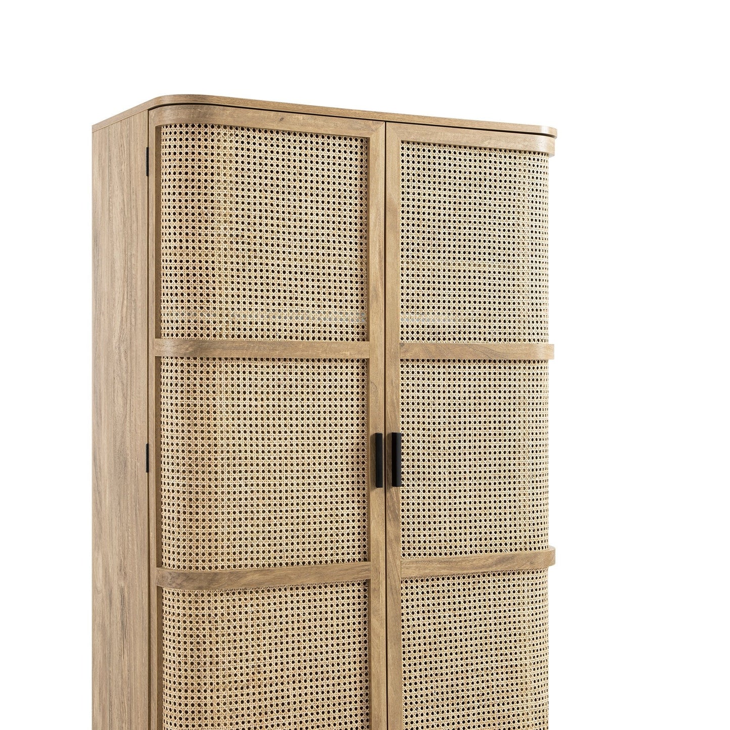 Izzy Curved Rattan Double Wardrobe, Natural