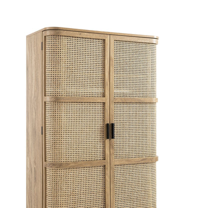 Izzy Curved Rattan Double Wardrobe, Natural