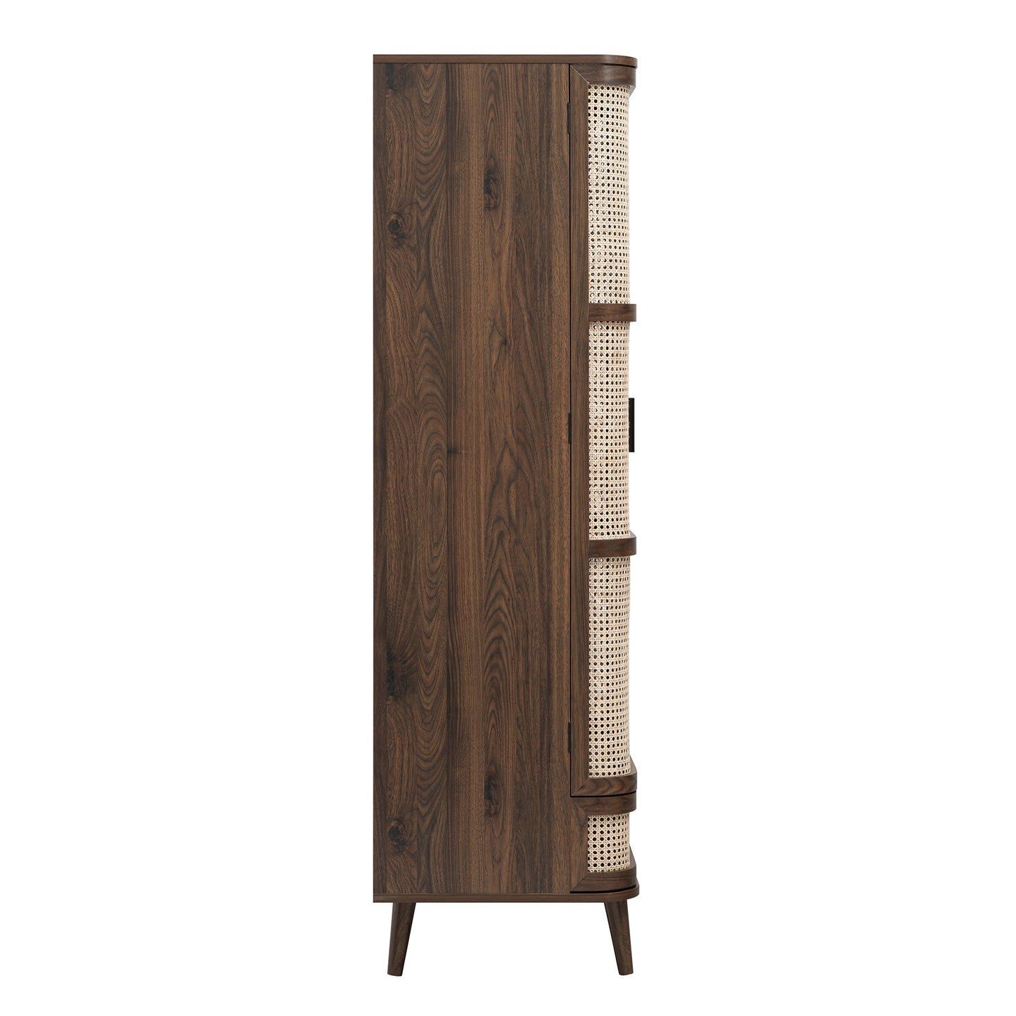 Izzy Curved Rattan Double Wardrobe, Walnut
