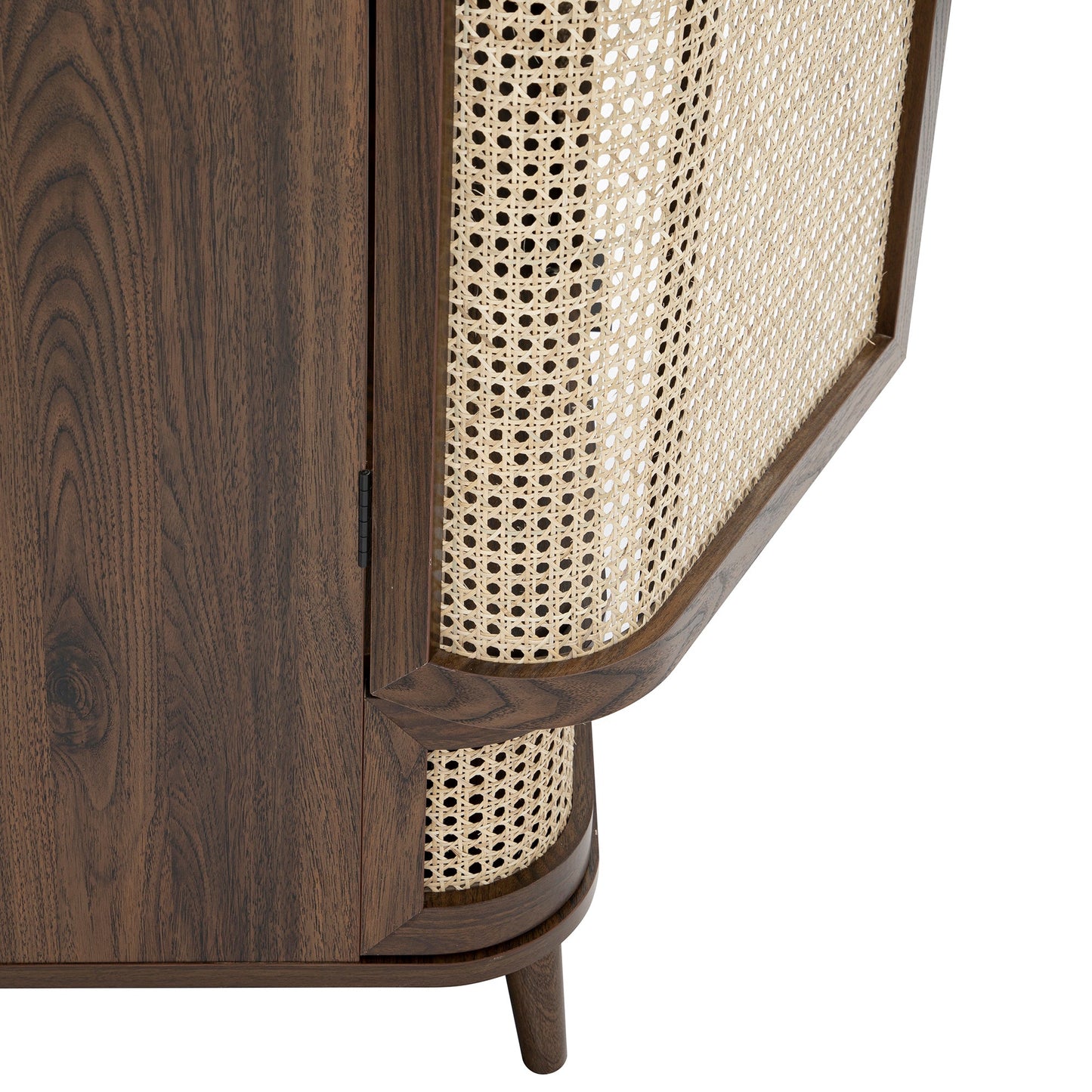 Izzy Curved Rattan Double Wardrobe, Walnut