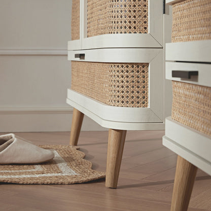 Izzy Curved Rattan Double Wardrobe, White