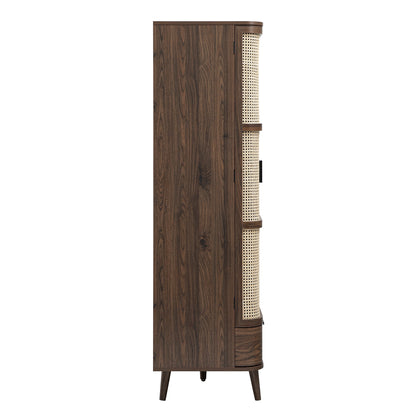 Izzy Curved Rattan Triple Wardrobe, Walnut