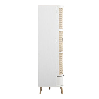 Izzy Curved Rattan Triple Wardrobe, White