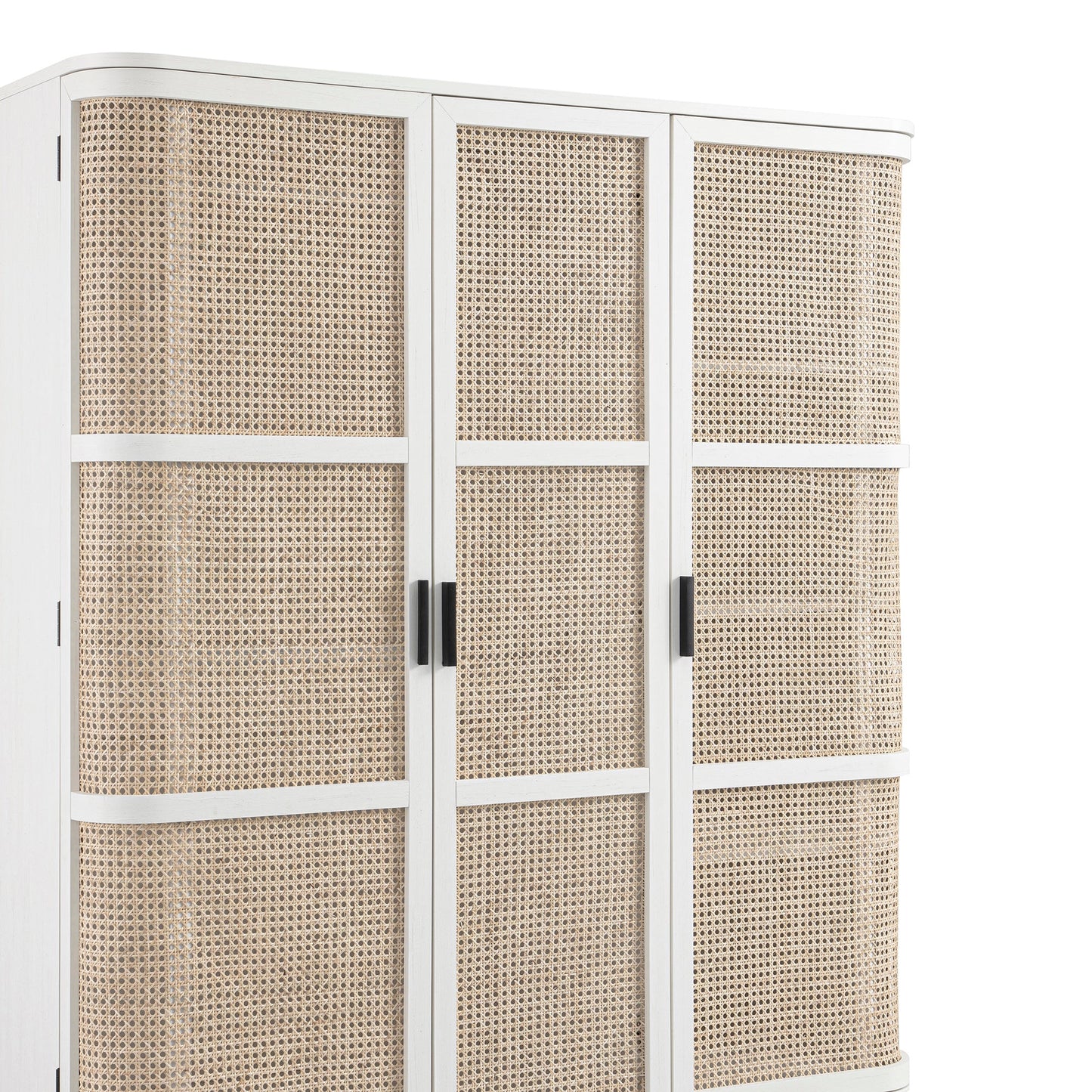 Izzy Curved Rattan Triple Wardrobe, White
