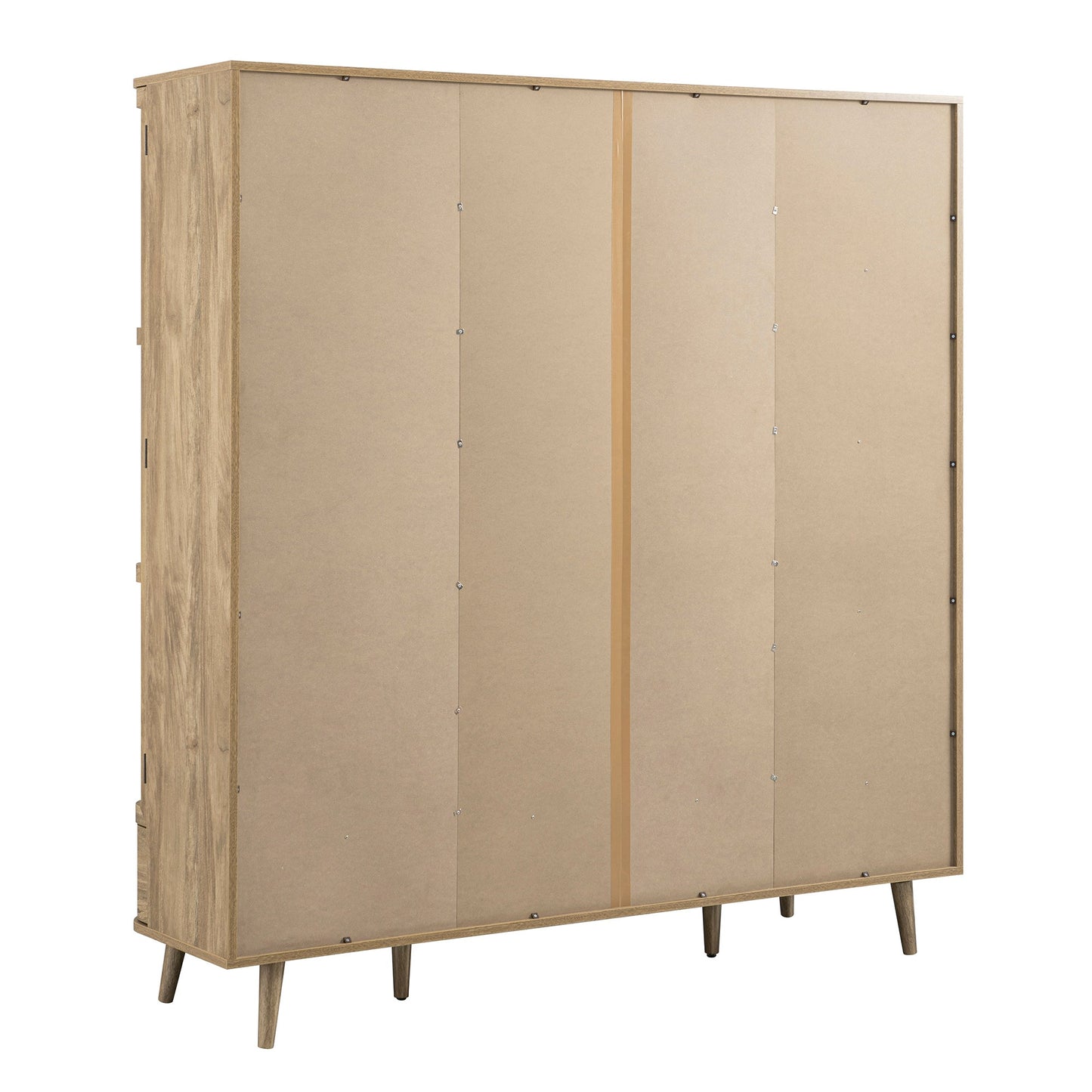 Izzy Curved Rattan 4-Door Wardrobe, Natural