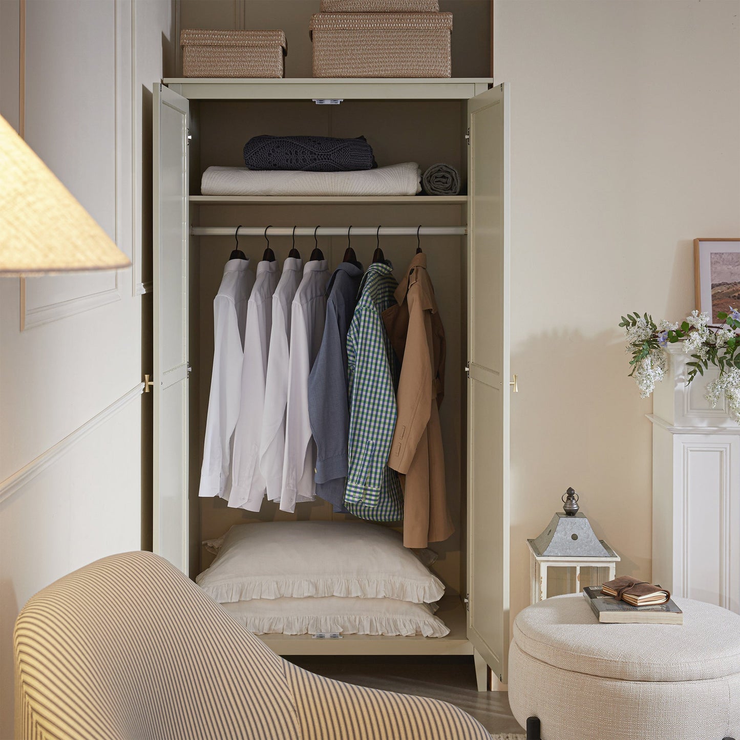 Oakham Double Wardrobe, Shaded White