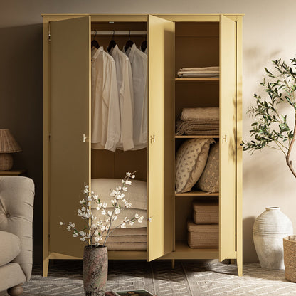 Oakham Triple Wardrobe, Rattan Yellow