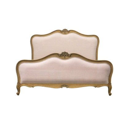 Chic Kingsize Bed - Linen & Weathered Wood