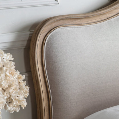 Chic Kingsize Bed - Linen & Weathered Wood