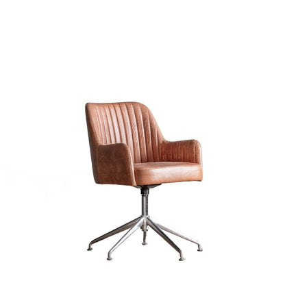 Curie Swivel Chair - Vintage Brown Leather