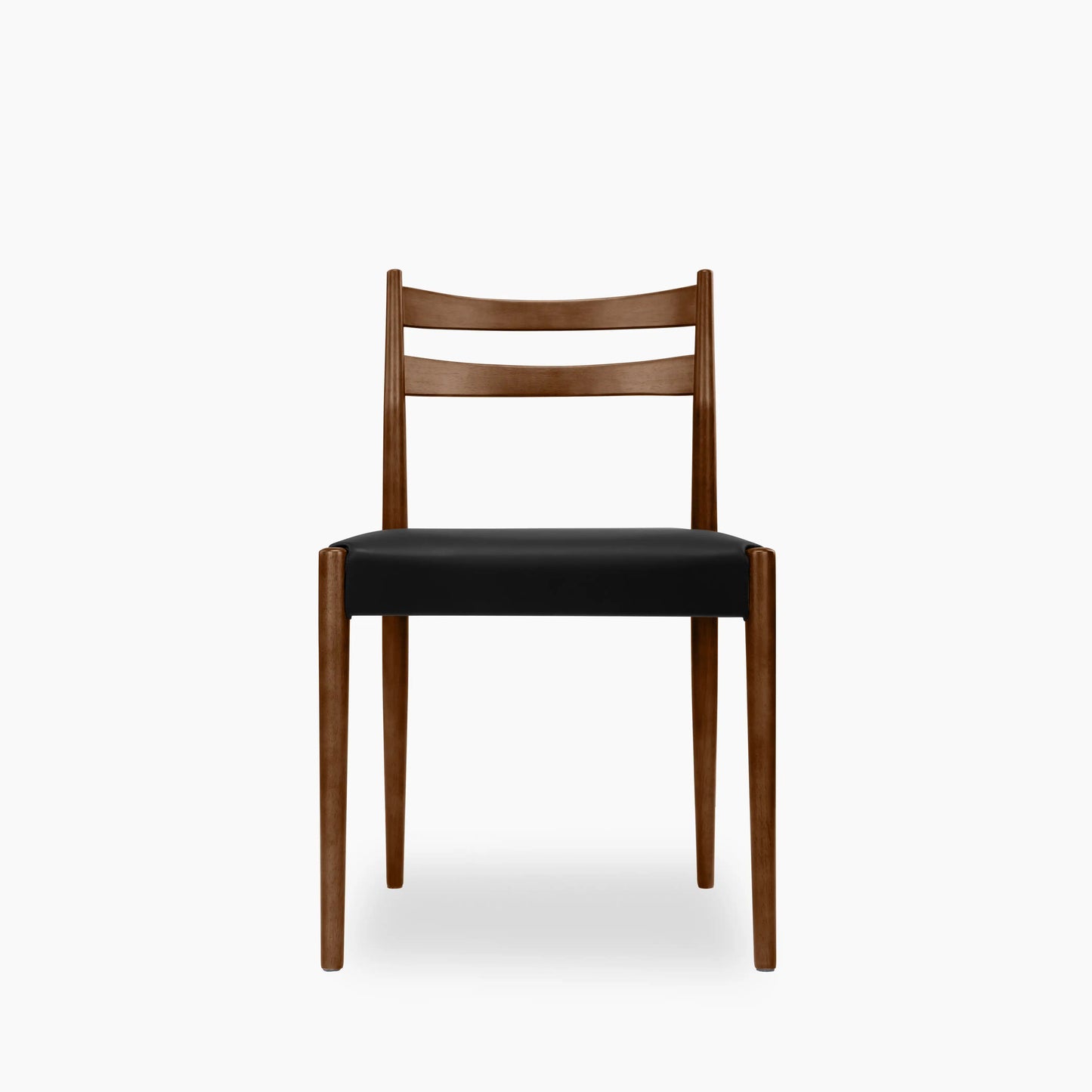 Caleb Wooden Dining Chair | Noir Black Faux Leather & Walnut