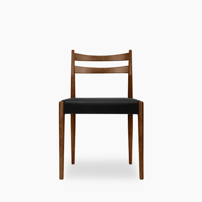 Caleb Wooden Dining Chair | Noir Black Faux Leather & Walnut