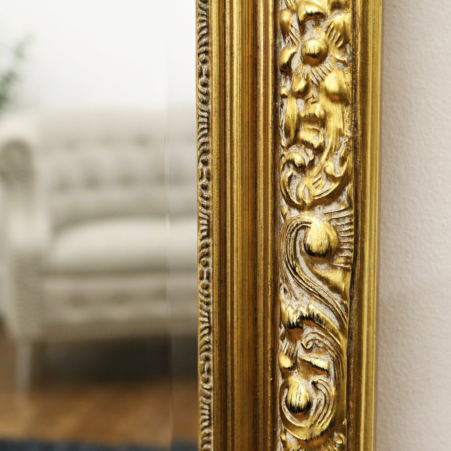 Francesca - Gold Arched Ornate Overmantle Wall Mirror 109cm x 100cm
