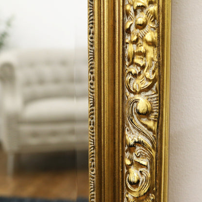 Francesca - Gold Arched Ornate Overmantle Wall Mirror 109cm x 100cm