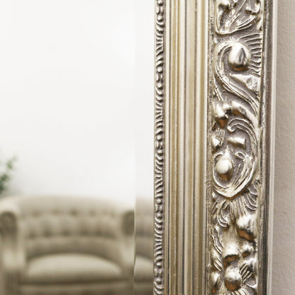 Francesca - Silver Arched Ornate Overmantle Wall Mirror 109cm x 100cm