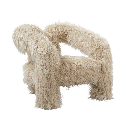 Deja Accent Chair - Ivory Faux Fur