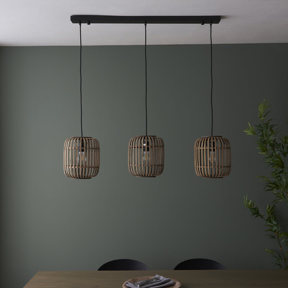 Martha 3 Light Pendant Light - Light Natural Bamboo