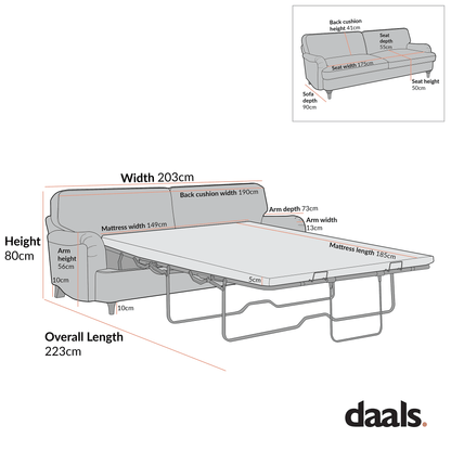 Daphnis Cinnamon Velvet Sofa Bed, Large 3-Seater