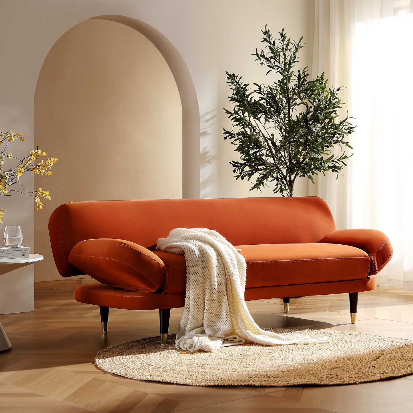 Solna 2-Seater Sofa Bed, Rust Velvet