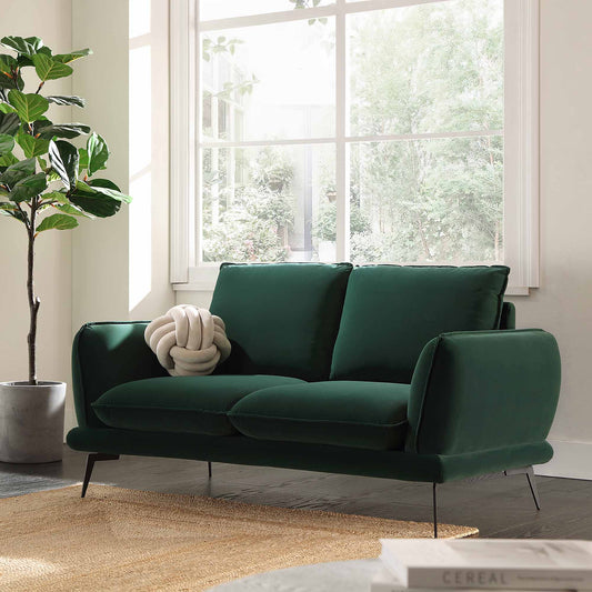 Obriel Forest Green Velvet Sofa, 2-Seater