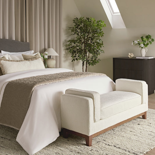 Dipley Beige Boucle Upholstered Bench