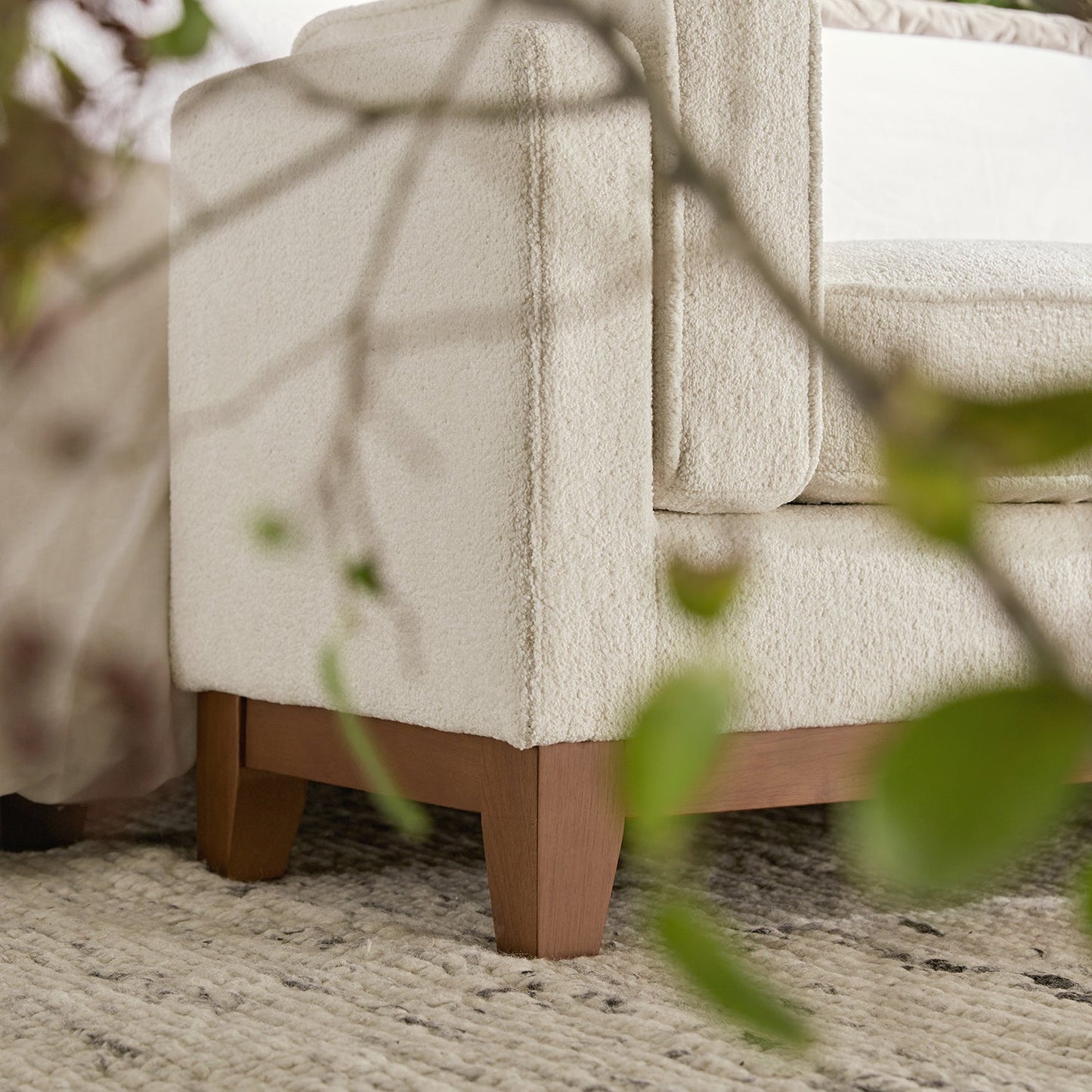 Dipley Beige Boucle Upholstered Bench
