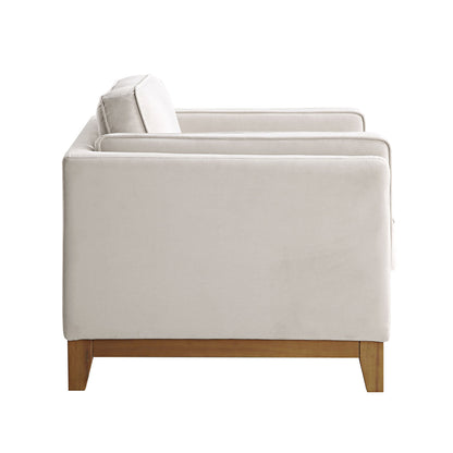 Dipley Champagne Velvet Sofa, 1-Seater