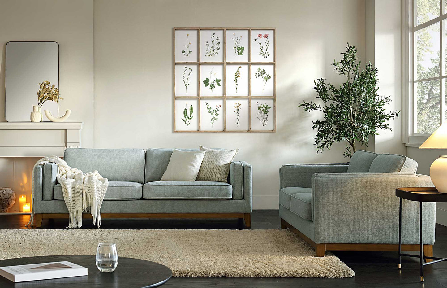 Dipley Sage Fabric Sofa, 3-Seater