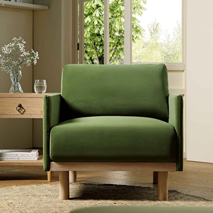 Timber Fern Green Velvet Armchair