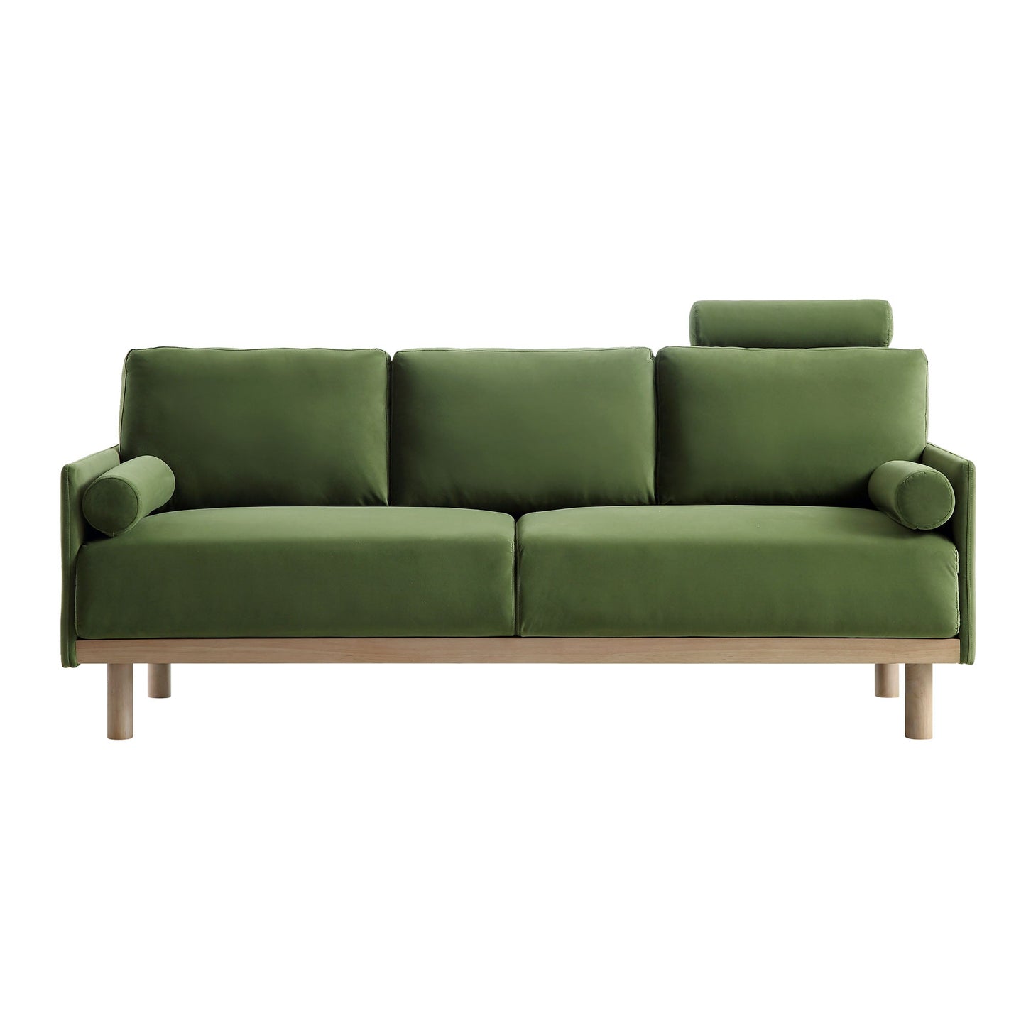 Timber Fern Green Velvet Sofa, 3-Seater