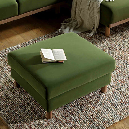 Timber Fern Green Velvet Storage Ottoman