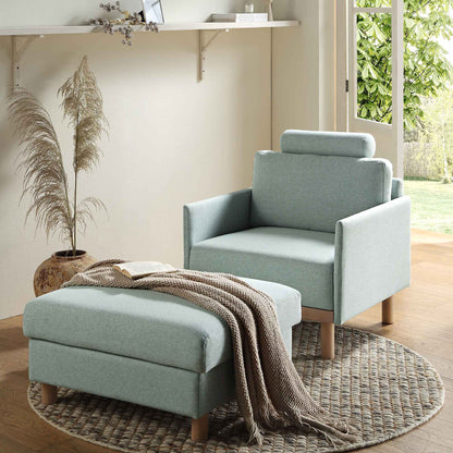 Timber Sage Green Fabric Armchair