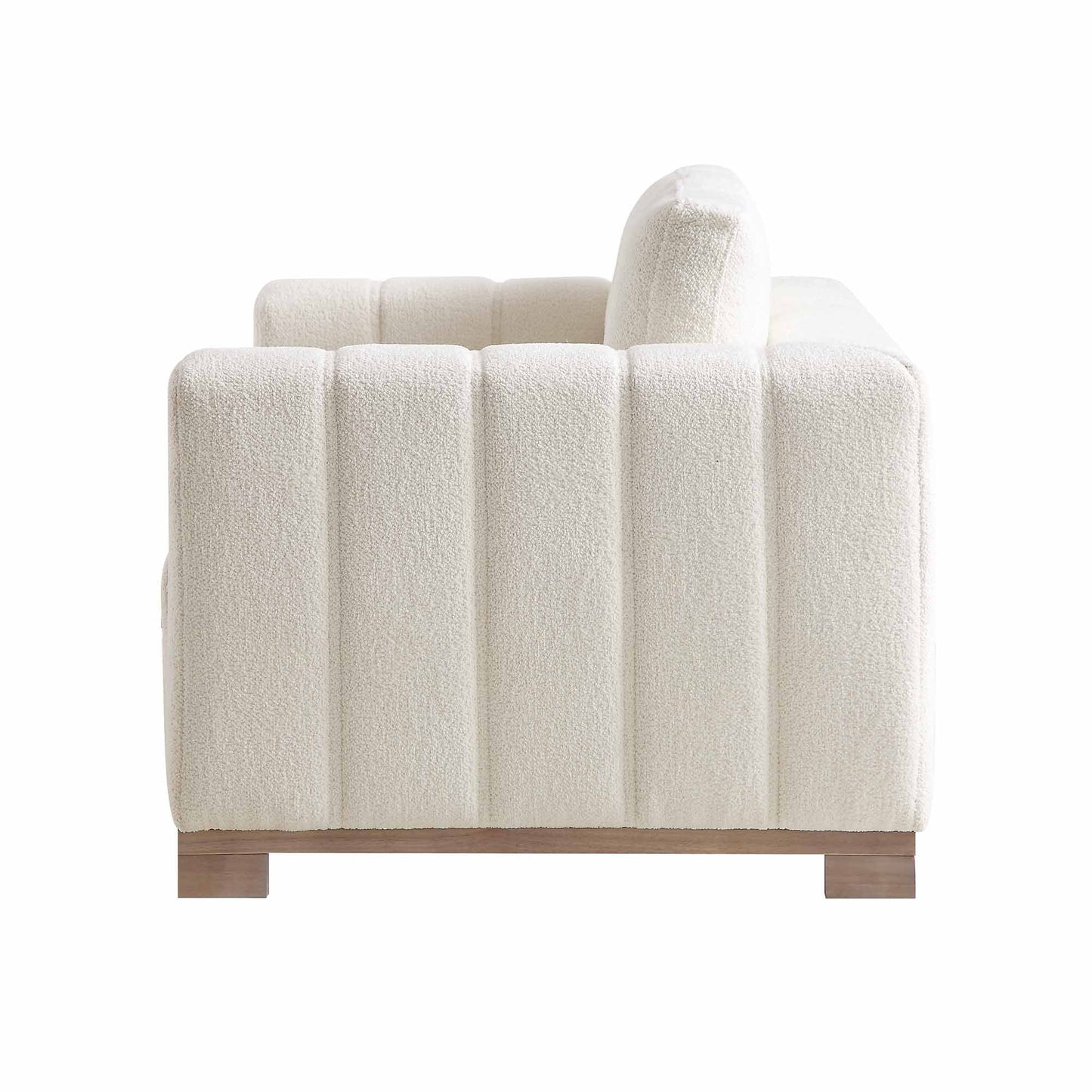 Belsize Beige Boucle Sofa with Wooden Base, 2-Seater