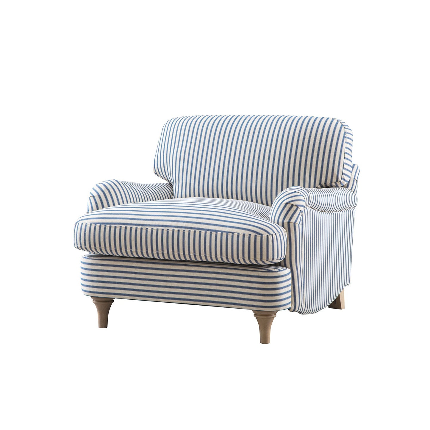 Daphnis Blue Striped Linen Blend Sofa, 1-Seater