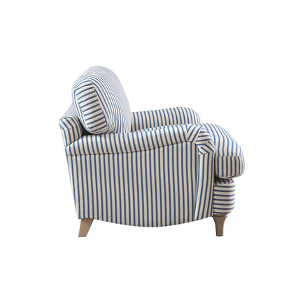 Daphnis Blue Striped Linen Blend Sofa, 1-Seater