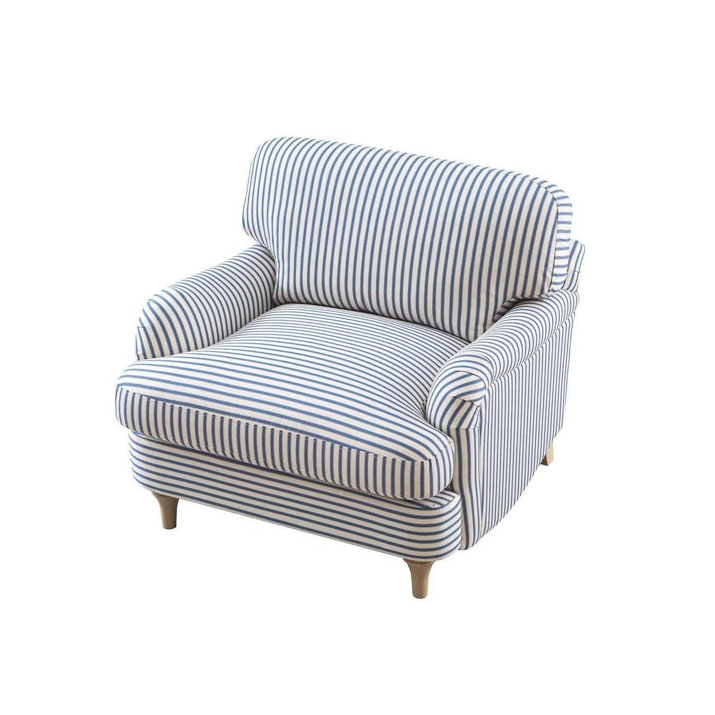 Daphnis Blue Striped Linen Blend Sofa, 1-Seater
