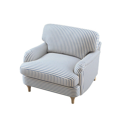 Daphnis Blue Striped Linen Blend Sofa, 1-Seater