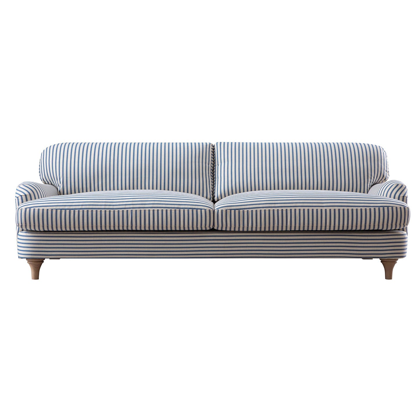 Daphnis Blue Striped Linen Blend Sofa, 3-Seater