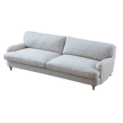 Daphnis Blue Striped Linen Blend Sofa, 3-Seater