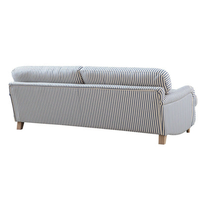 Daphnis Blue Striped Linen Blend Sofa, 3-Seater