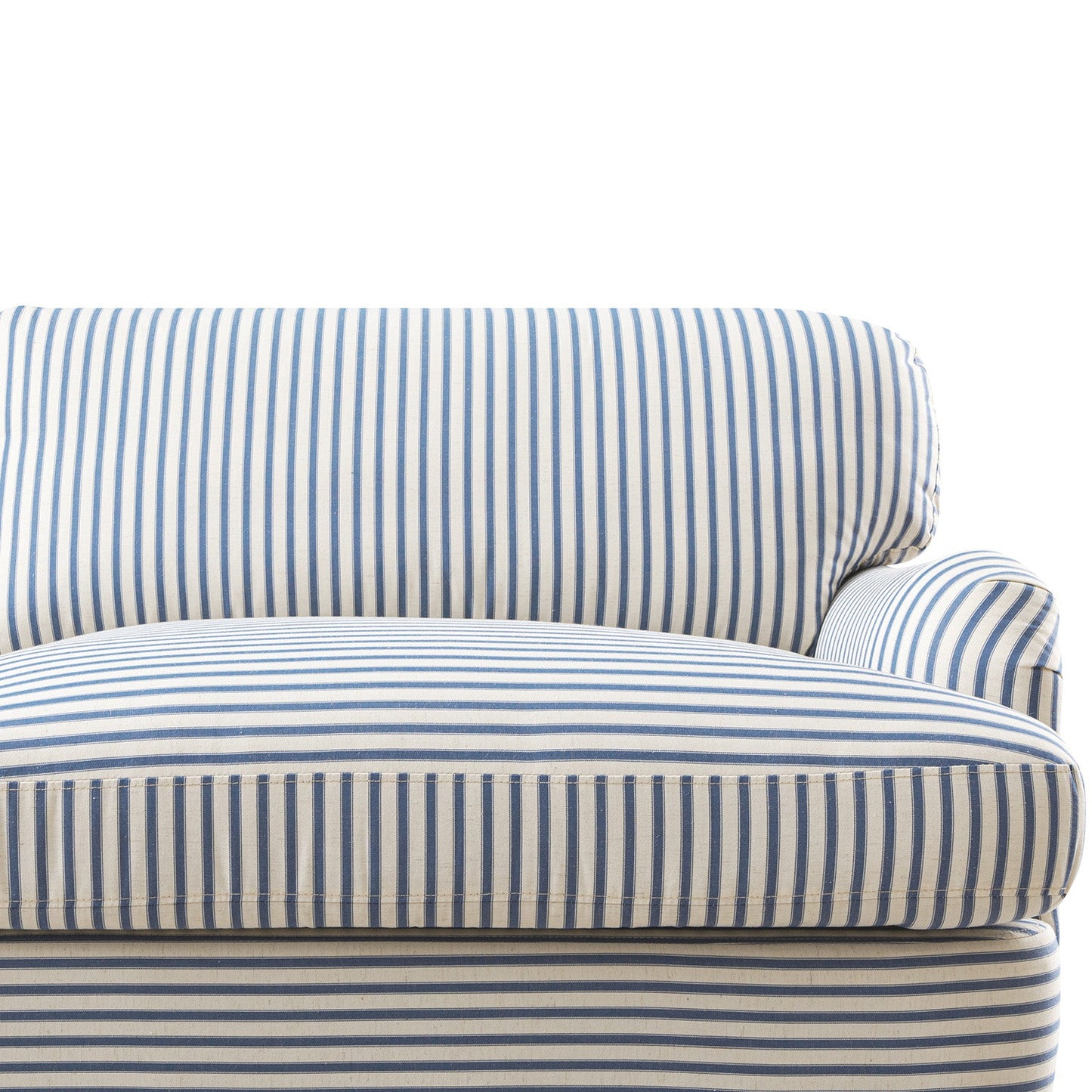 Daphnis Blue Striped Linen Blend Sofa, 3-Seater