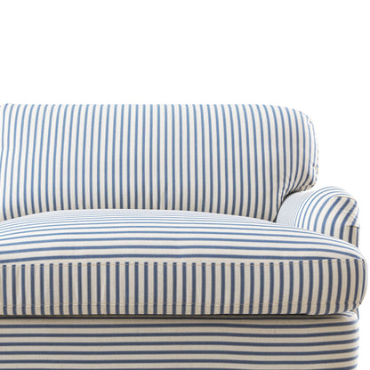 Daphnis Blue Striped Linen Blend Sofa, 3-Seater