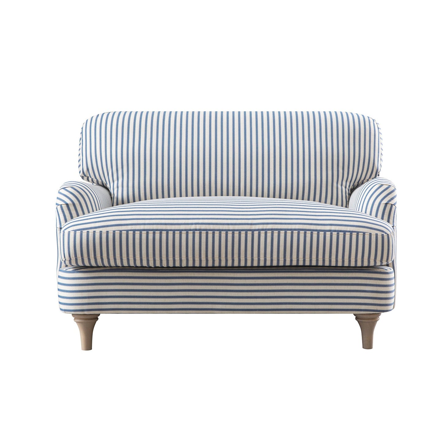 Daphnis Blue Striped Linen Blend Sofa, Loveseat