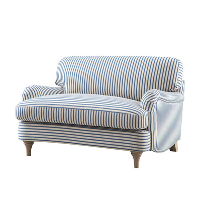 Daphnis Blue Striped Linen Blend Sofa, Loveseat